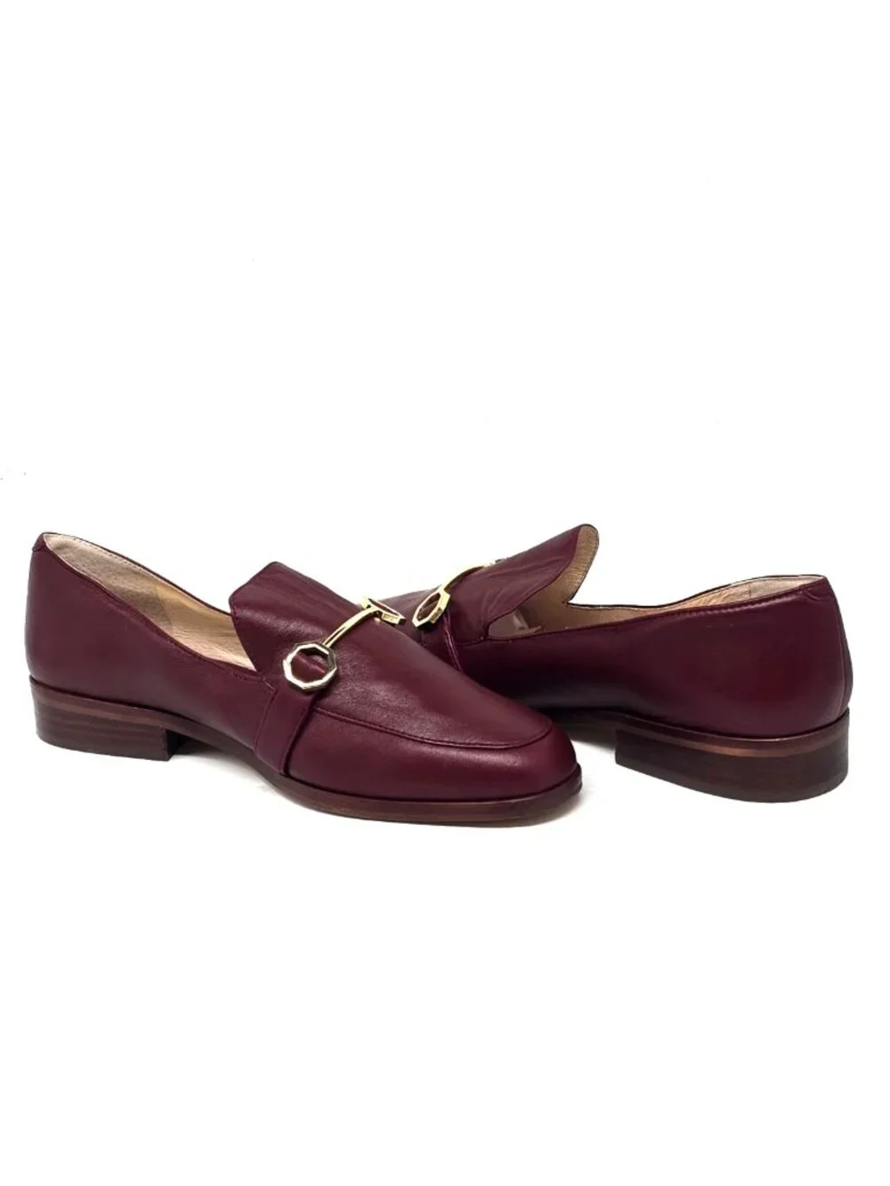 Louise et Cie Bayne Burgundy Leather Slip on Horse Bit Loafers Women's Size 8.5W